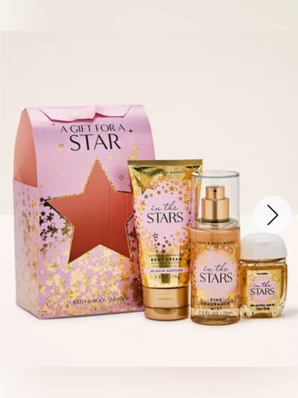 Bath & Body Works In The Stars Pink and Gold Gift Trio travel size set
